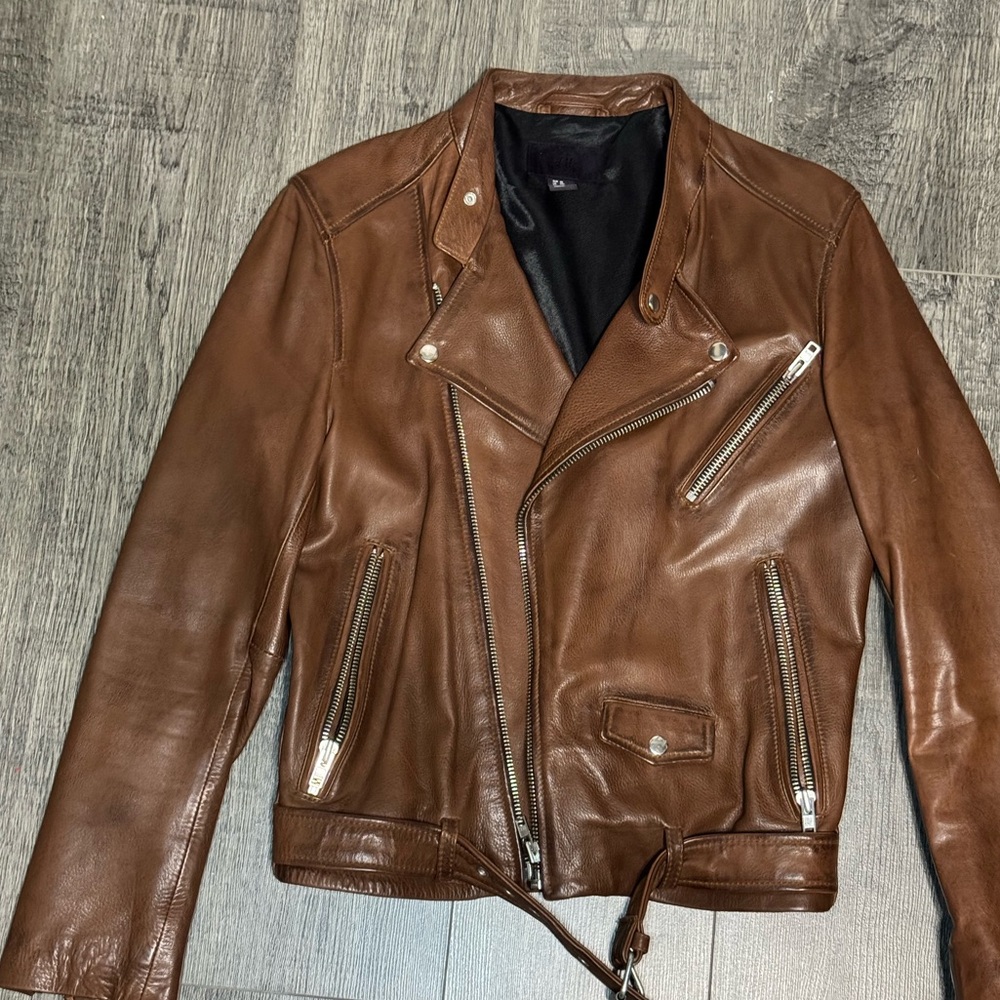 H&M Brown Leather Biker Jacket